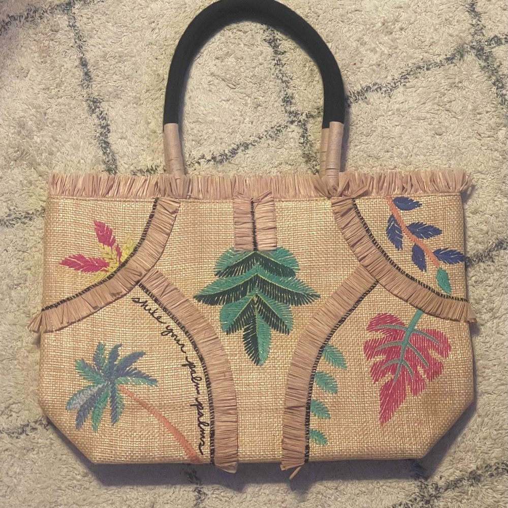 Stella & Dot Tropical Embroidered Tote Bag